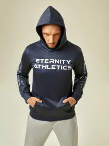 In My Nature Men Letter & Dragon Graphic Outdoor Hoodie - Black - View 4