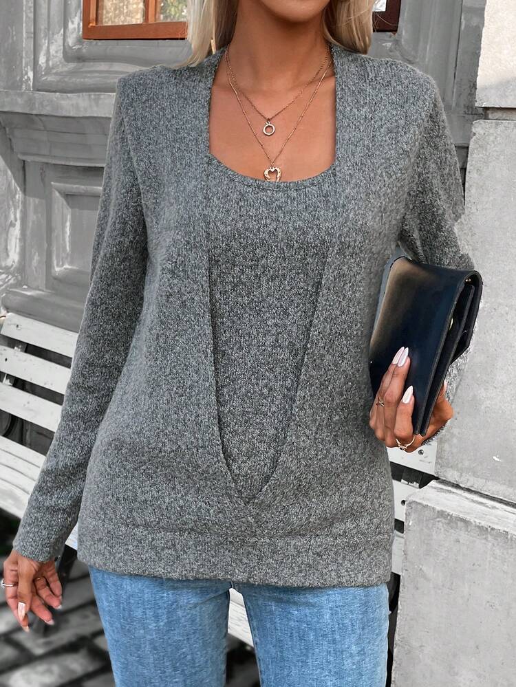 Marled Knit Pullover Fall Winter Sweater