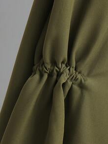 SHEIN LUNE Hơn Chi tiết về Flap Thả vai Eo dây rút Áo khoác Trench Without Tee - xanh quân đội - Xem 3