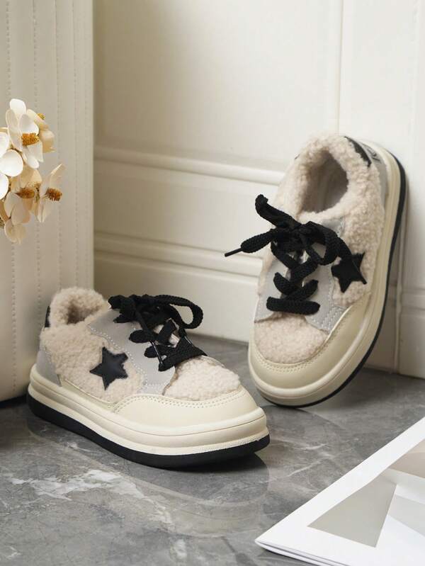 Sneakers Winter Kinder rutschfest Stern Muster, Plüsch niedrigem Schaft,