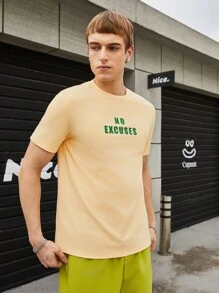 Manfinity RebelGame Men Letter Graphic Tee - Yellow - View 6