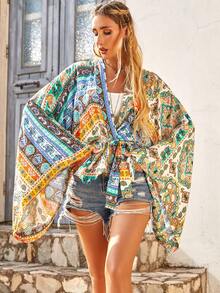 S BETRO 1件花卉印花束腰和服外套 - 彩色 - 查看 4