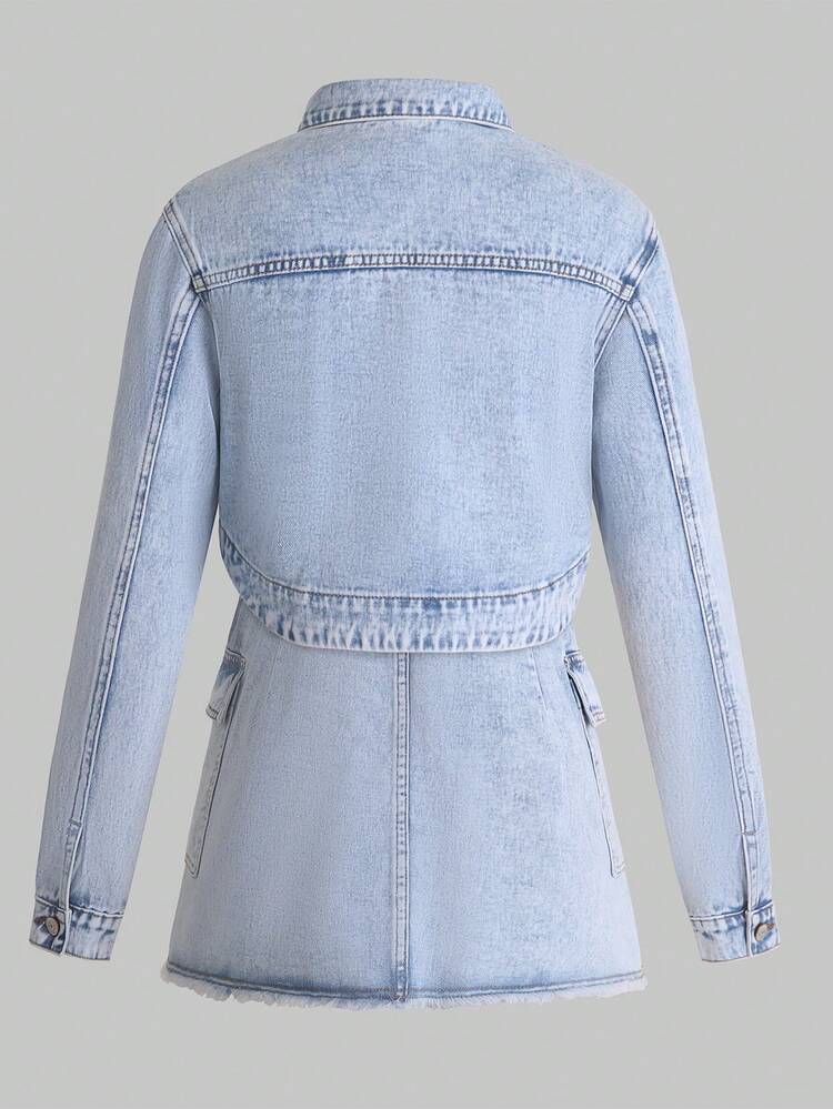 Teenage Girls' Denim Outfit, New Casual Fashionable Workwear Style