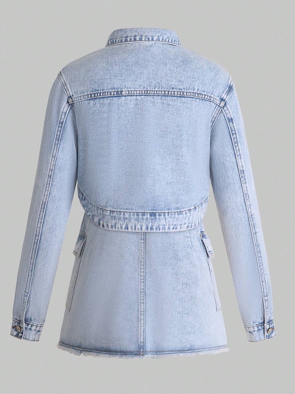 Teen Girls' Denim Outfit, New Casual Fashionable Workwear Style