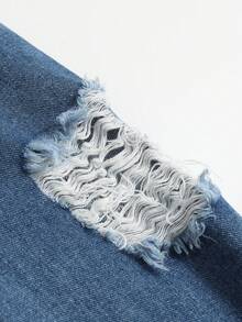 Áo khoác denim có túi rách Tween Girl - Rửa tối - Xem 5