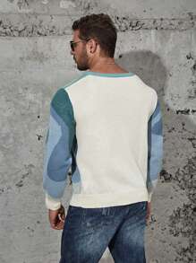 Manfinity Homme Hombres talla grande Jersey con patrón de dibujo - Multicolor - Ver 2
