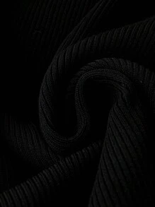 SHEIN Clasi Talla grande Vestido de punto unicolor tejido de canalé - Negro - Ver 5