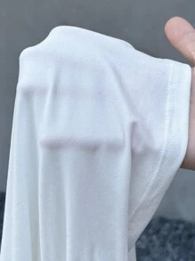 SHEIN Coolane Slogan Graphic Ruched Side Tee - White - View 8