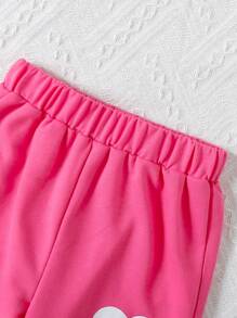 SHEIN 女小童字母和愛心圖案連帽衫和運動褲