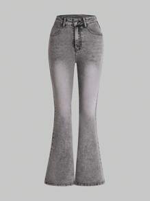 Thiếu niên cô gái Túi nghiêng Quần ống loe - Màu Xám nhạt - Xem 1