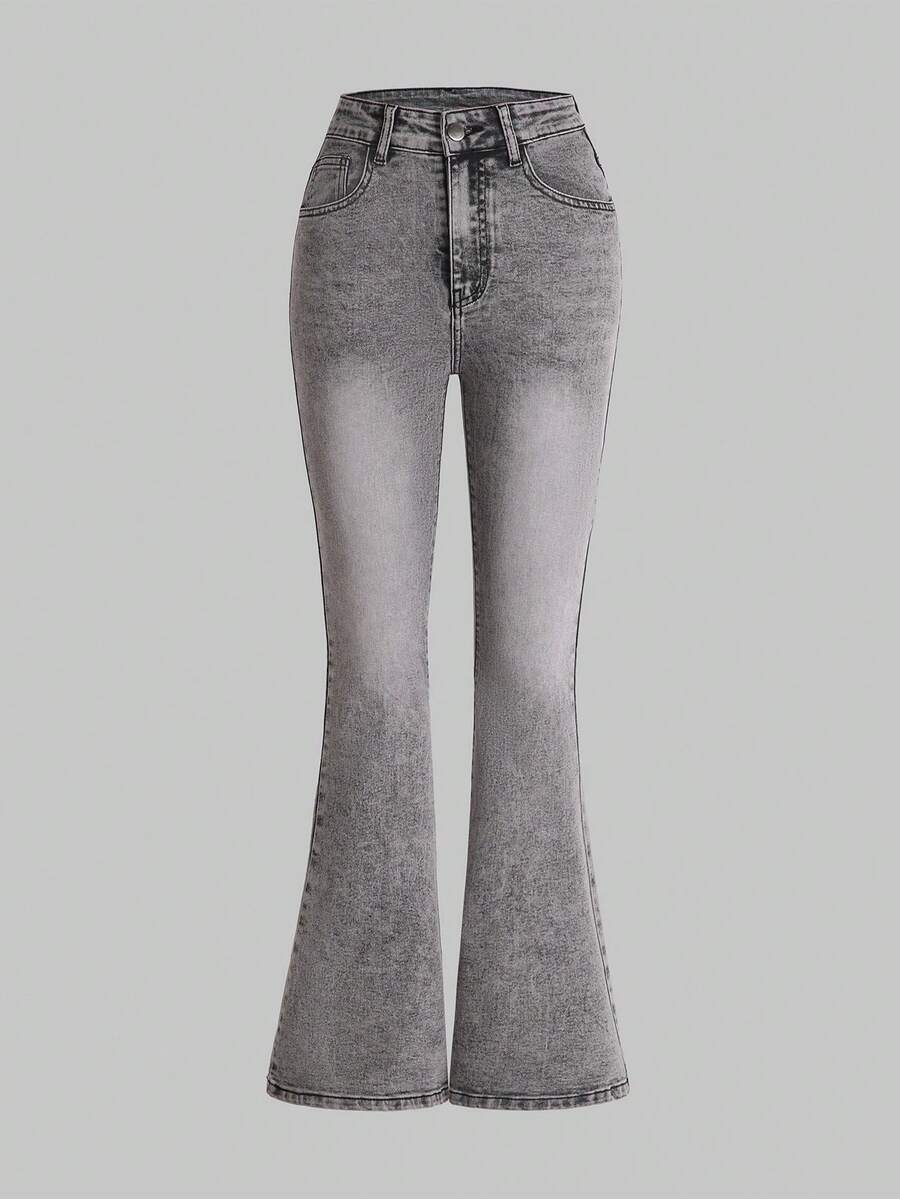 Thiếu niên cô gái Túi nghiêng Quần ống loe - Màu Xám nhạt - Xem 1