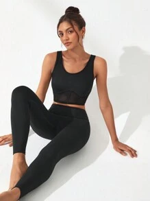 Lifespree Solid High Stretch Sports Set - Black - View 6