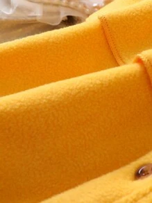 Baby Girl Bow Front Ruffle Trim Button Up Peplum Top & Hat - Mustard Yellow - View 3