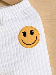 男嬰卡通臉圖案衛衣和衛褲