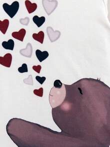 Baby Girl Heart & Cartoon Graphic Keyhole Back Top - Multicolor - View 6