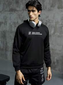 Manfinity Sport Corelite Hanorac cu glugă cu slogan pentru bărbați Hanorac cu glugă pentru bărbați