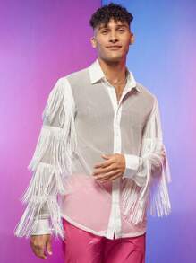 FeverCity 男士流蘇邊前紐扣襯衫