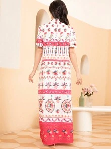 Floral Print Puff Sleeve Dress - Multicolor - View 3