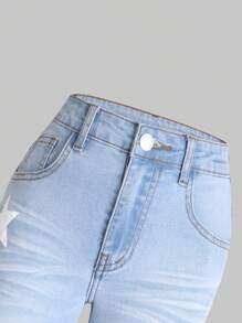 Cô gái Tween In Sao Quần ống loe - Rửa nhẹ - Xem 3