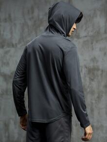 男士字母图案抽绳运动卫衣 - 深灰色 - 查看 2