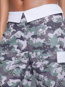 Hauture 迷彩印花可摺疊腰身褲子 - 彩色 - 查看 3