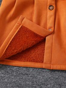 SHEIN 小女童抽鬚邊夾克帶蝴蝶結裝飾用品 - 橘色 - 查看 8