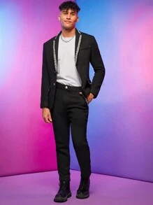 Manfinity VCAY 男士西裝領單排釦西裝外套&西裝褲 - 彩色 - 查看 4