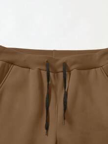 Manfinity LEGND Nam In Đồ họa Eo dây rút Quần thể thao - Cà phê nâu - Xem 3