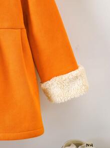 SHEIN 小女童抽鬚邊夾克帶蝴蝶結裝飾用品 - 橘色 - 查看 6