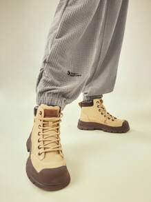 In My Nature 字母圖案腰部抽繩戶外衛褲 - 淺灰色 - 查看 4