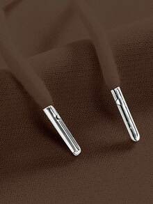 ROMWE MEN Prep Guys Letter Graphic Drawstring Hoodie - Brown - View 8