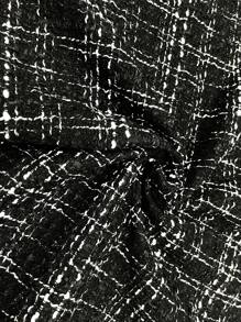 SHEIN Clasi 格子前开式粗花呢大衣，女士春/秋季优雅常规袖常规版型黑白粗花呢格子女式大衣，职业/商务装/工作服 - 黑與白 - 查看 7