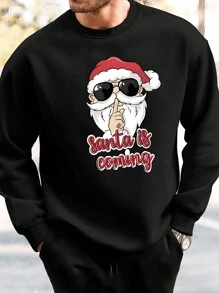 GENTILAND Áo nỉ in hình Giáng sinh cỡ lớn cho nam - màu đen - Xem 1