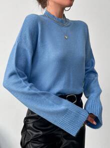 SHEIN Pull À Col Montant Épaule tombante