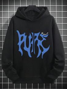 休閒字母男士運動衫 - 黑色 - 查看 3