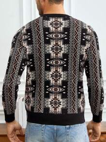 Manfinity VCAY Men Geo Pattern Sweater, For Fall Winter - Multicolor - View 2