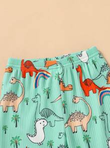 Baby Boy Dinosaur Print Tee & Pants - Green - View 7