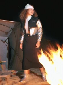 In My Nature Abrigo acolchado con botones frontales holográficos - Multicolor - Ver 4