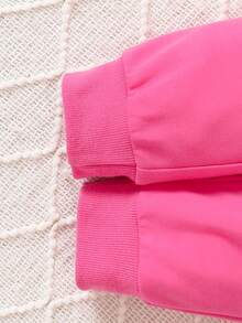 Đứa bé gái In Trái tim Viền Ruffle Áo len & Quần nỉ - Màu Hồng Tươi - Xem 7