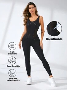 Easithlete Cắt dán Áo liền quần Áo liền quần thể thao - màu đen - Xem 1