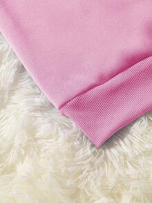 SHEIN Unity Kích thước lớn Của phụ nữ Niềm vui Pin Tỷ lệ phần trăm In Lông cừu Áo nỉ - Hồng - Xem 4