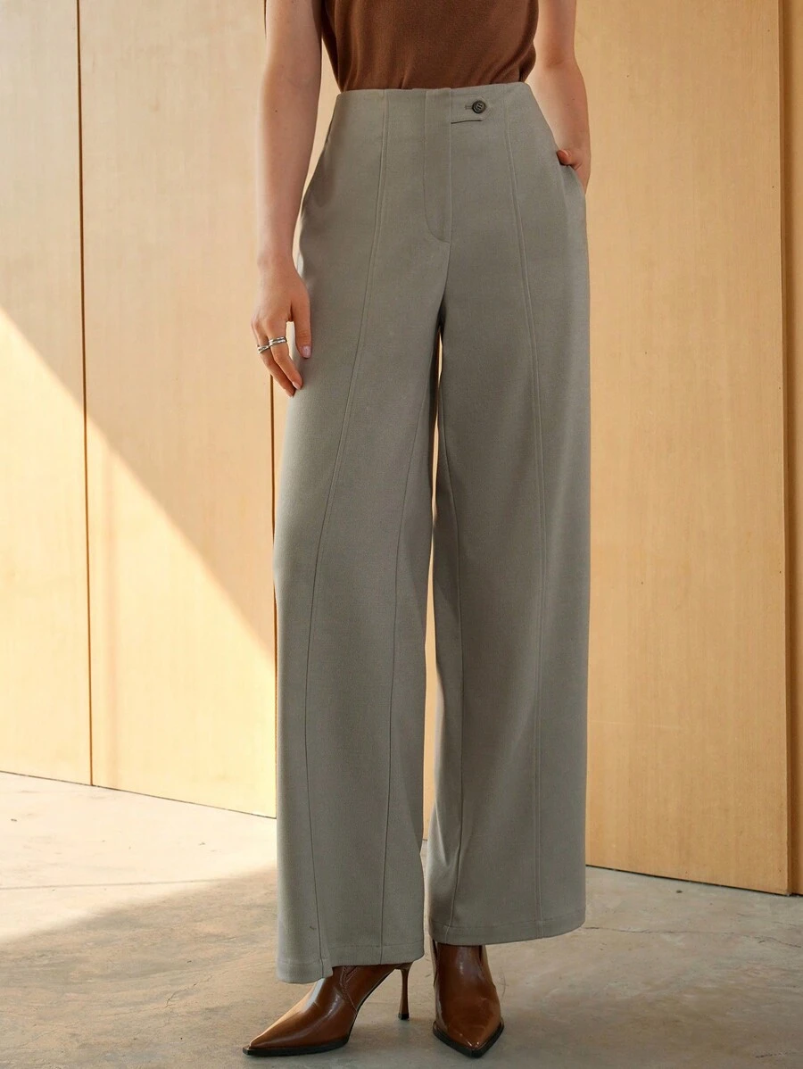 Anewsta Wide Leg Pants - Grey - View 1