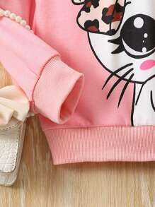 SHEIN Cô Gái Trẻ Đồ họa Hoạt hình Áo nỉ & In hoa Báo Xà cạp - Nhiều màu - Xem 5