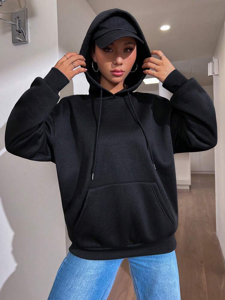 Heart & Letter Graphic Drop Shoulder Hoodie Pullover Fall Sweatshirt