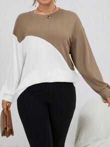 SHEIN LUNE Hơn Hai âm Thả vai Dệt kim Waffle Áo nỉ - Nhiều màu - Xem 5