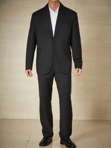 Manfinity Mode Men Plus Single Button Blazer & Suit Pants - Black - View 3