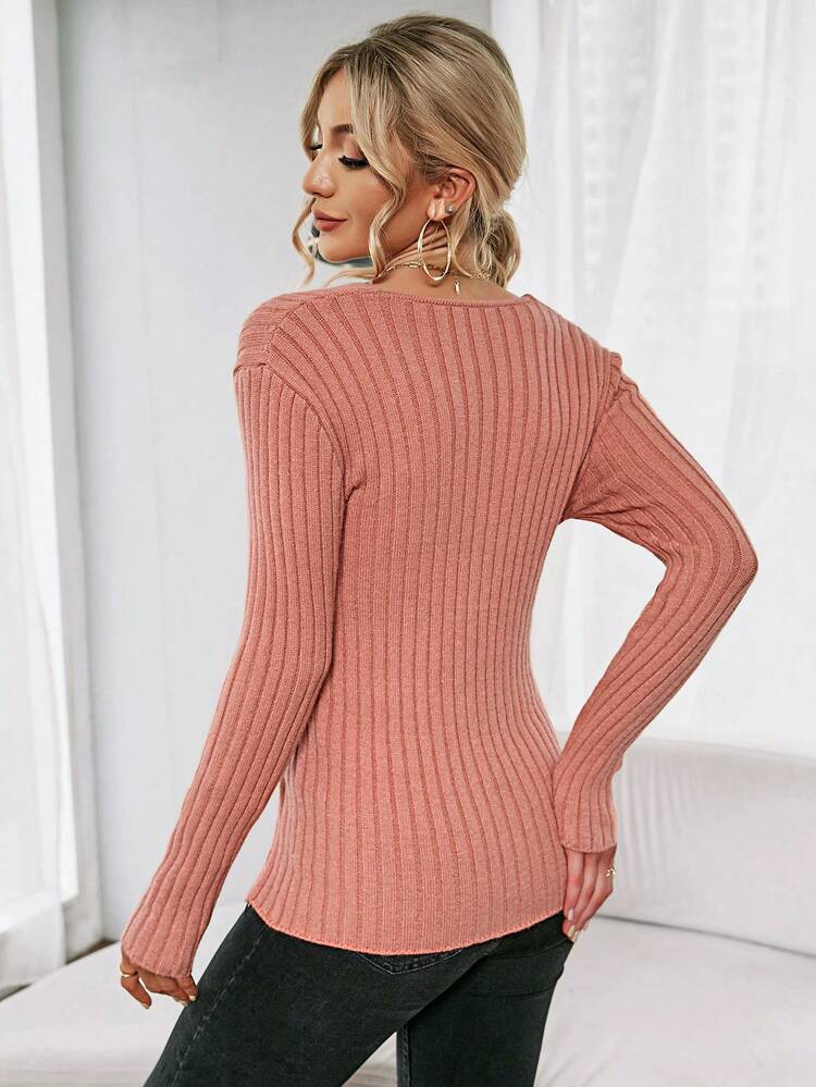 Solid Color Wrap Crossed Knit Pullover Fall Winter Sweater