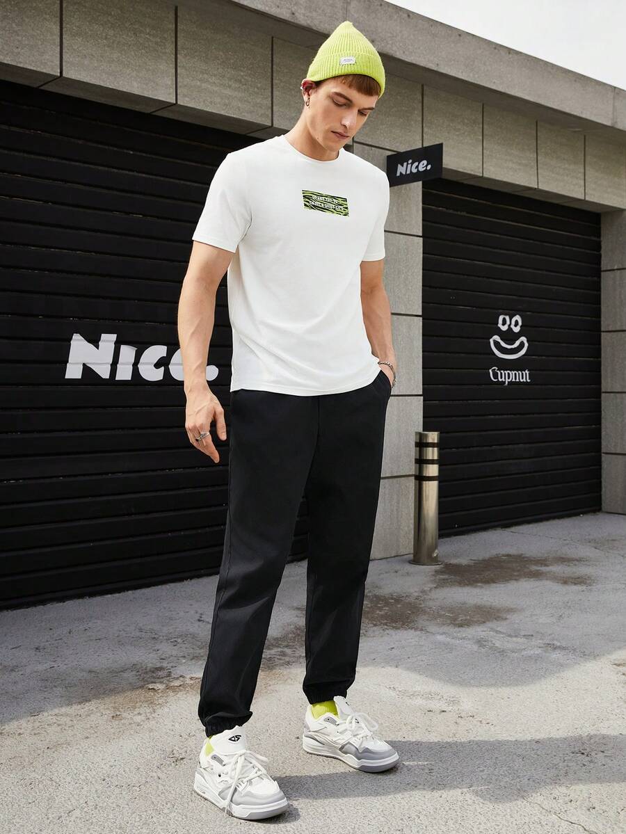 Manfinity RebelGame Nam Đồ họa Chữ cái Áo thun & quần thể thao - trắng - Xem 1