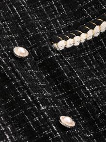 Dazy Star Button Front Tweed Skirt Fall,Winter Plaid - Black - View 10