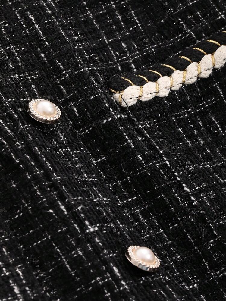 Button Front Tweed Skirt Fall,Winter Plaid